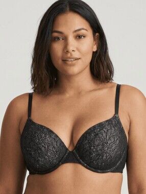 New Jockey Women's 38D Smooth & Sleek Lace Demi Coverage Underwire T-Shirt Bra